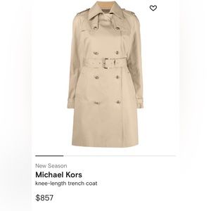 Michael Kors knee length trench coat